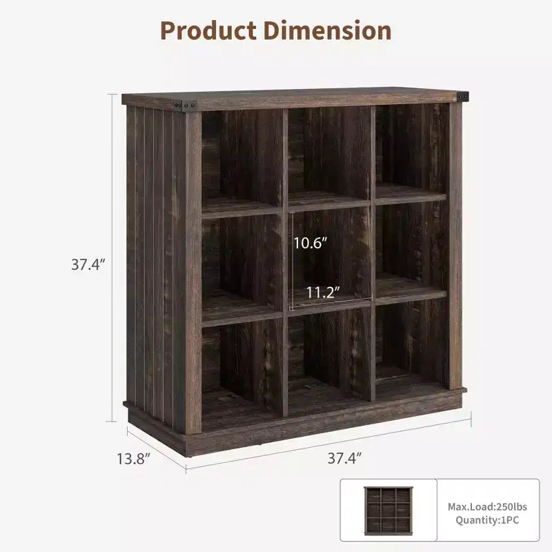 Étagère de rangement à 9 cubes, bibliothèque horizontale de style ferme à 4 niveaux, bibliothèque de rangement en bois de 95 cm pour entrée, longues étagères basses pour chambre.