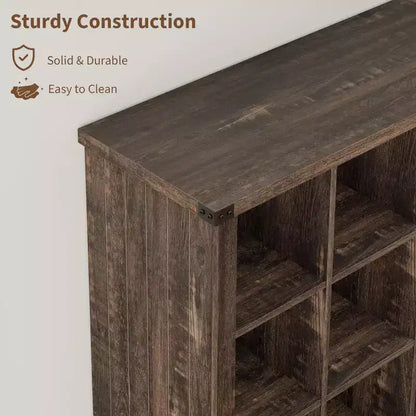 Étagère de rangement à 9 cubes, bibliothèque horizontale de style ferme à 4 niveaux, bibliothèque de rangement en bois de 95 cm pour entrée, longues étagères basses pour chambre.