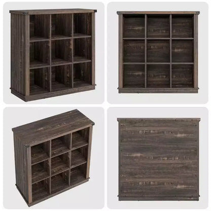 Étagère de rangement à 9 cubes, bibliothèque horizontale de style ferme à 4 niveaux, bibliothèque de rangement en bois de 95 cm pour entrée, longues étagères basses pour chambre.