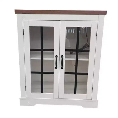 Buffet Cabinet with Storage, Sideboard Buffet with Glass Doors& Power Outlet for Kitchen, Coffee Bar, Living Room