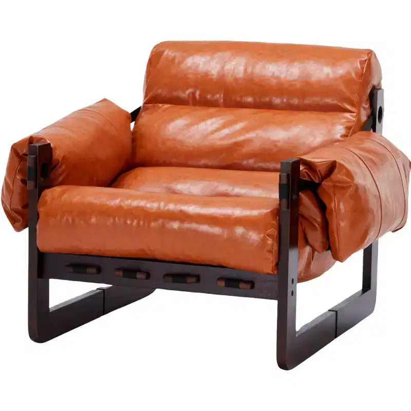 Fauteuil d'appoint en cuir d'inspiration vintage Zeus & Ruta avec accoudoirs amovibles pour le salon, le bureau ou la bibliothèque