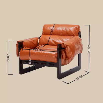 Fauteuil d'appoint en cuir d'inspiration vintage Zeus & Ruta avec accoudoirs amovibles pour le salon, le bureau ou la bibliothèque