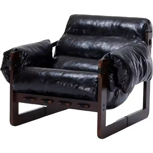 Fauteuil d'appoint en cuir d'inspiration vintage Zeus & Ruta avec accoudoirs amovibles pour le salon, le bureau ou la bibliothèque