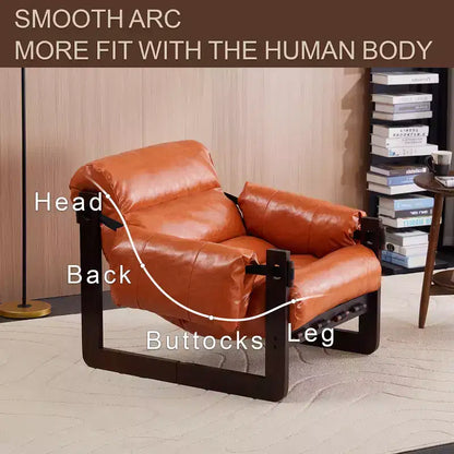 Fauteuil d'appoint en cuir d'inspiration vintage Zeus & Ruta avec accoudoirs amovibles pour le salon, le bureau ou la bibliothèque