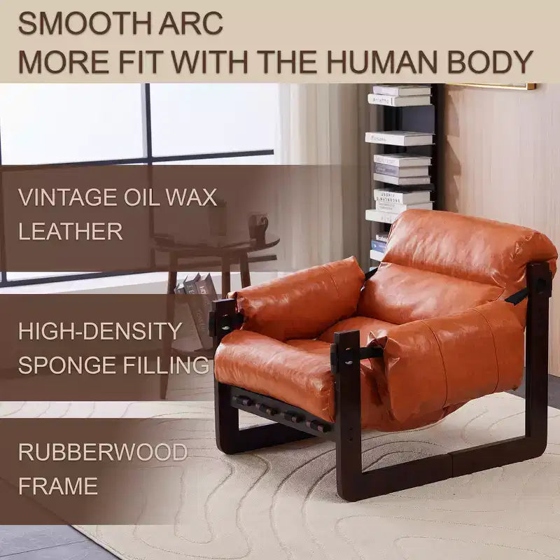 Fauteuil d'appoint en cuir d'inspiration vintage Zeus & Ruta avec accoudoirs amovibles pour le salon, le bureau ou la bibliothèque