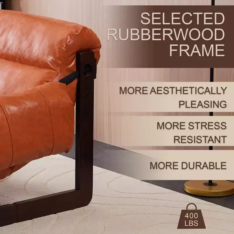 Fauteuil d'appoint en cuir d'inspiration vintage Zeus & Ruta avec accoudoirs amovibles pour le salon, le bureau ou la bibliothèque