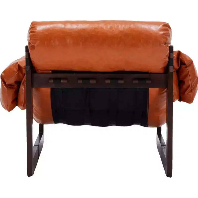 Fauteuil d'appoint en cuir d'inspiration vintage Zeus & Ruta avec accoudoirs amovibles pour le salon, le bureau ou la bibliothèque
