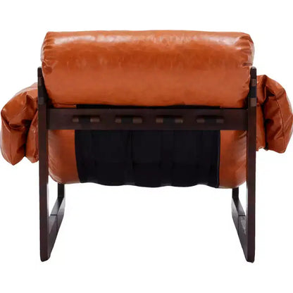 Fauteuil d'appoint en cuir d'inspiration vintage Zeus & Ruta avec accoudoirs amovibles pour le salon, le bureau ou la bibliothèque