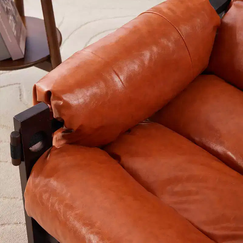 Fauteuil d'appoint en cuir d'inspiration vintage Zeus & Ruta avec accoudoirs amovibles pour le salon, le bureau ou la bibliothèque