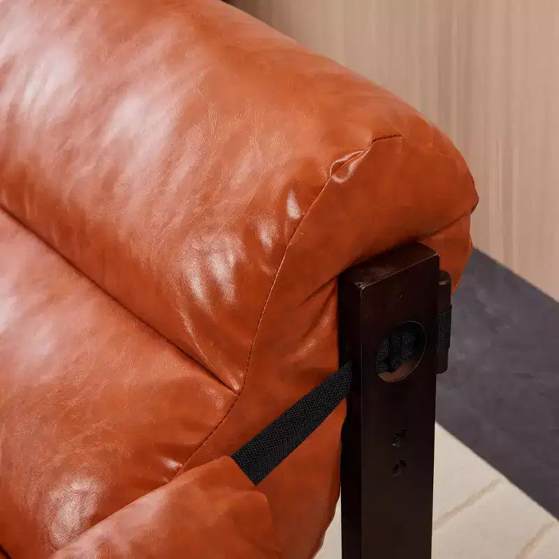 Fauteuil d'appoint en cuir d'inspiration vintage Zeus & Ruta avec accoudoirs amovibles pour le salon, le bureau ou la bibliothèque