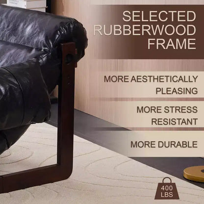 Fauteuil d'appoint en cuir d'inspiration vintage Zeus & Ruta avec accoudoirs amovibles pour le salon, le bureau ou la bibliothèque