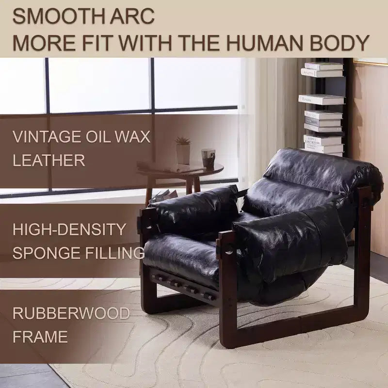 Fauteuil d'appoint en cuir d'inspiration vintage Zeus & Ruta avec accoudoirs amovibles pour le salon, le bureau ou la bibliothèque
