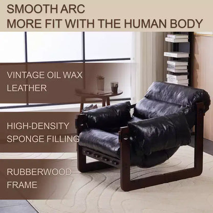 Fauteuil d'appoint en cuir d'inspiration vintage Zeus & Ruta avec accoudoirs amovibles pour le salon, le bureau ou la bibliothèque