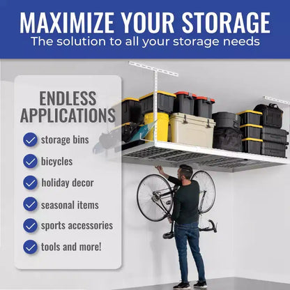 Support de rangement de garage suspendu SafeRacks 4x8