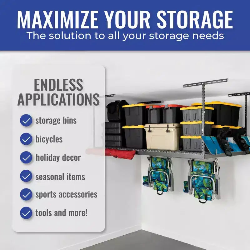 Support de rangement de garage suspendu SafeRacks 4x8