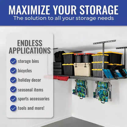 Support de rangement de garage suspendu SafeRacks 4x8