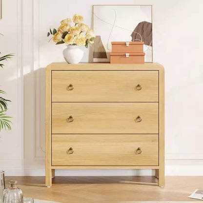 Commode galbée pour chambre à coucher, commode de rangement avec poignées en métal, armoire de rangement moderne en bois pour placard, salon