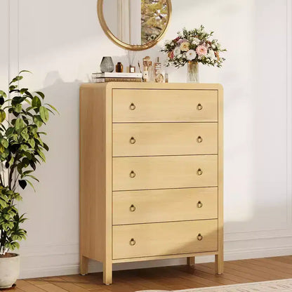 Commode galbée pour chambre à coucher, commode de rangement avec poignées en métal, armoire de rangement moderne en bois pour placard, salon