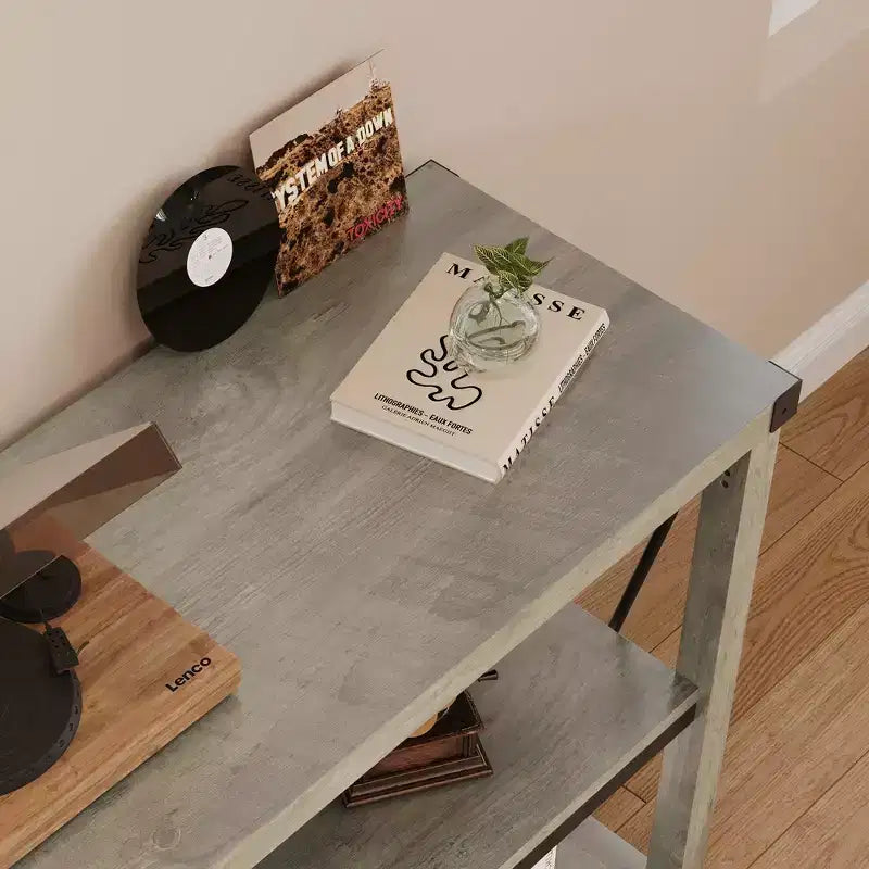 Console de Ferme avec Rangement, Table de Canapé Étroite de 120 cm et Table d'Entrée pour Salon, Meuble d'Appoint de Couloir en Bois à 3 Niveaux