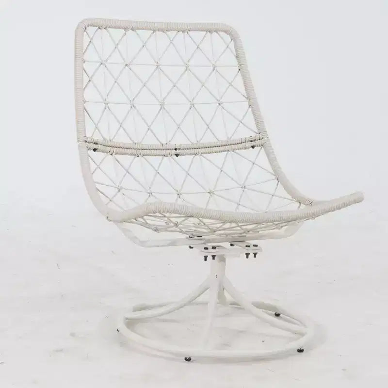 Fauteuil lounge rotatif 360° surdimensionné avec base à bascule en métal, Fauteuil à bascule Papasan en rotin d'hiver avec coussin épais et moelleux de 6,3 po