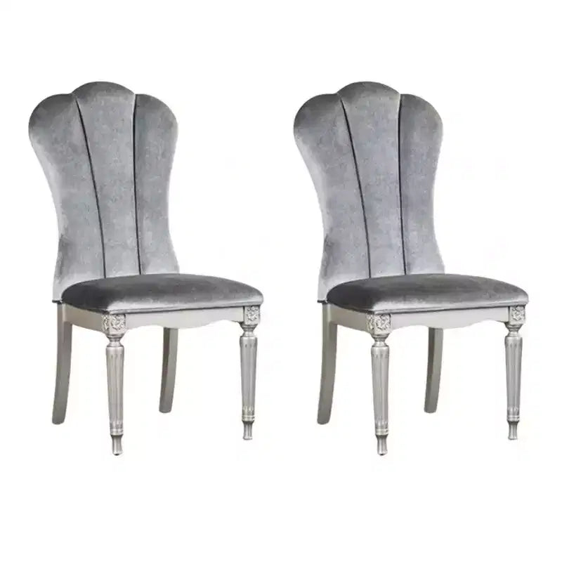 Lot de 2 chaises de salle à manger Royal Hampton, bois argenté, sièges rembourrés en tissu gris