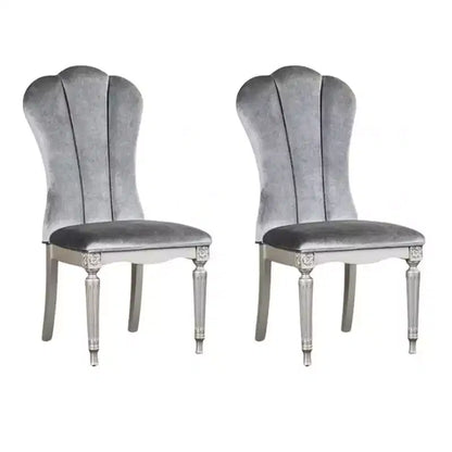 Lot de 2 chaises de salle à manger Royal Hampton, bois argenté, sièges rembourrés en tissu gris