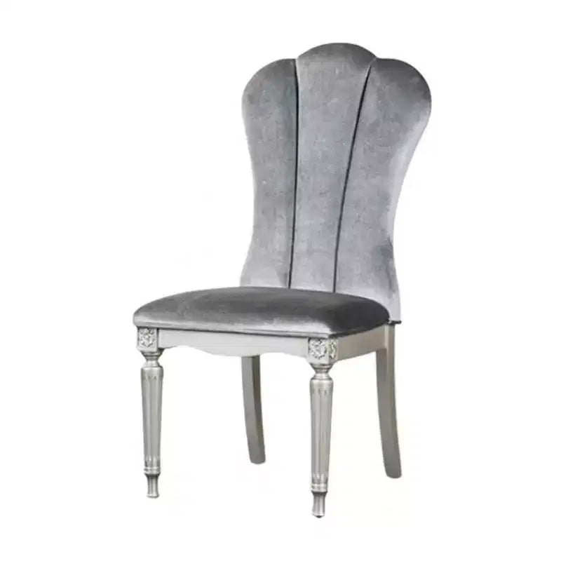 Lot de 2 chaises de salle à manger Royal Hampton, bois argenté, sièges rembourrés en tissu gris