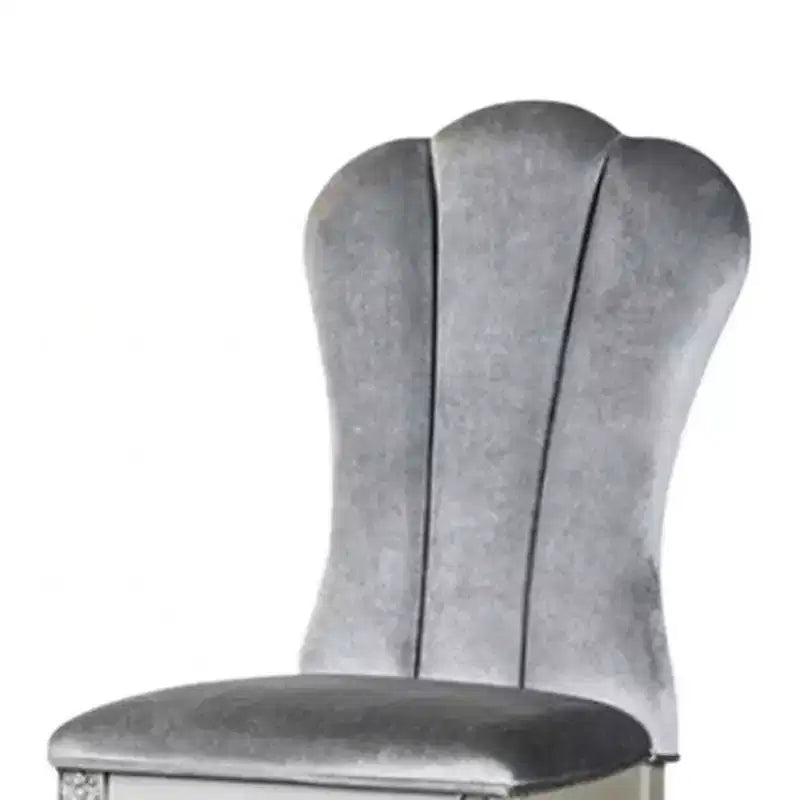 Lot de 2 chaises de salle à manger Royal Hampton, bois argenté, sièges rembourrés en tissu gris