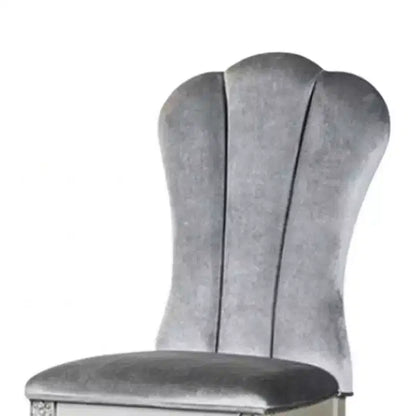Lot de 2 chaises de salle à manger Royal Hampton, bois argenté, sièges rembourrés en tissu gris