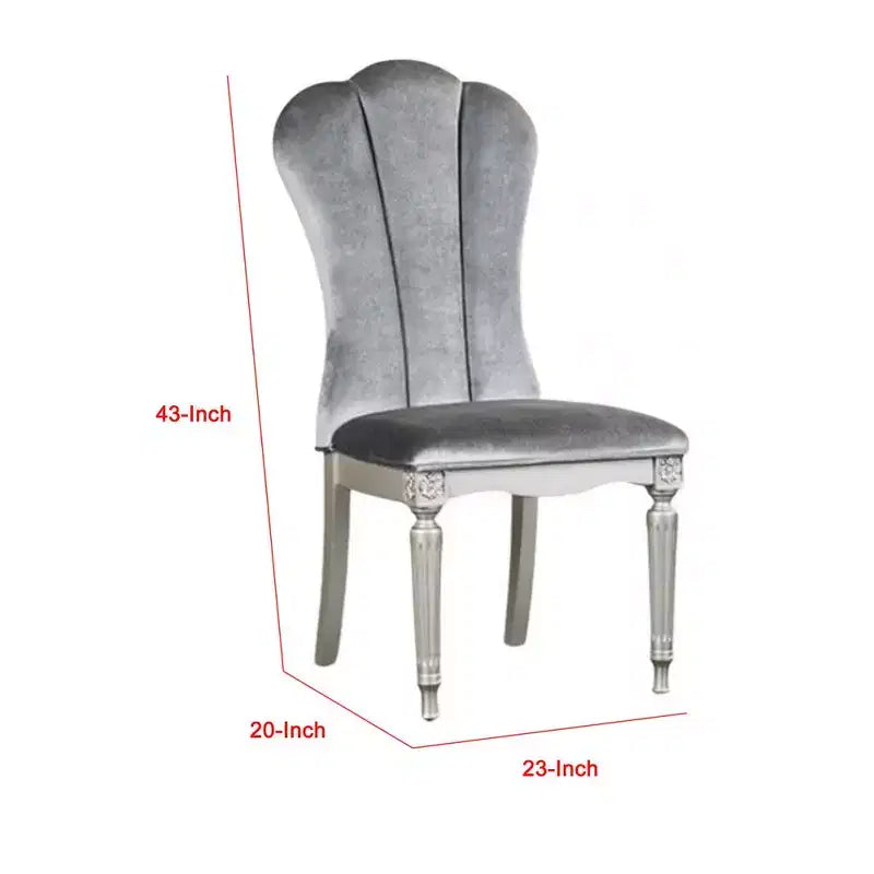 Lot de 2 chaises de salle à manger Royal Hampton, bois argenté, sièges rembourrés en tissu gris