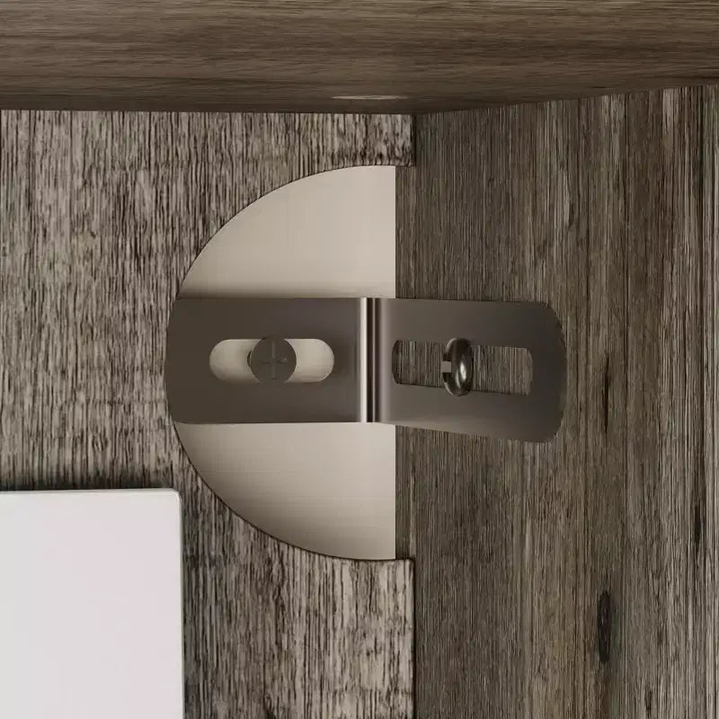 Bibliothèque Famapy avec portes en verre et 9 tiroirs, finition gris rustique : Étagères ajustables et grand espace de rangement pour bibliothèques organisées