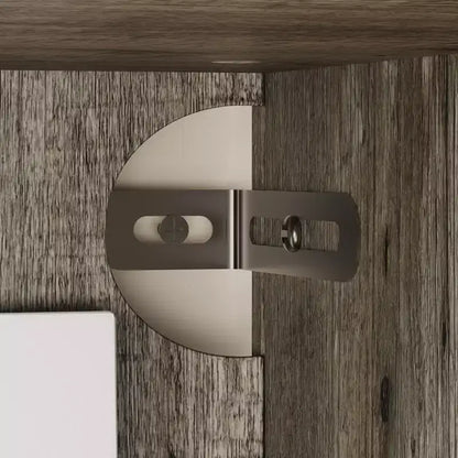 Bibliothèque Famapy avec portes en verre et 9 tiroirs, finition gris rustique : Étagères ajustables et grand espace de rangement pour bibliothèques organisées