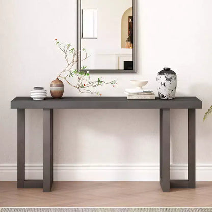 Console unique en bois au design géométrique, table d'entrée moderne en bois pour salon et entrée