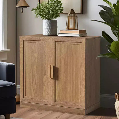 PexFix 31 Armoire d'appoint en bois, buffet moderne avec 2 portes et étagère réglable pour salon, salle à manger, entrée, naturel