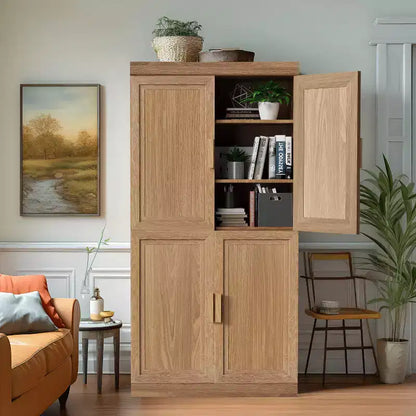 PexFix 31 Armoire d'appoint en bois, buffet moderne avec 2 portes et étagère réglable pour salon, salle à manger, entrée, naturel