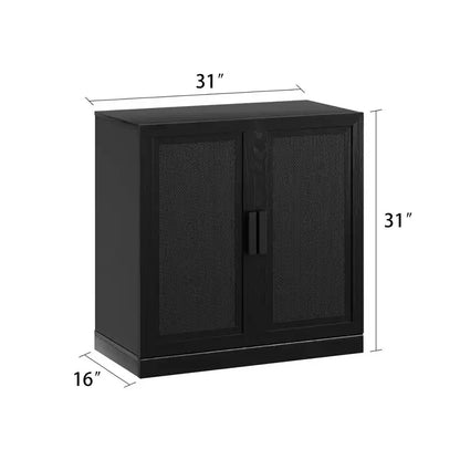 PexFix 31 Buffet Modulable avec Rangement, Meuble de Rangement Ferme Moderne avec Portes en Rotin pour Salon, Cuisine, Salle à Manger, Entrée, Noir