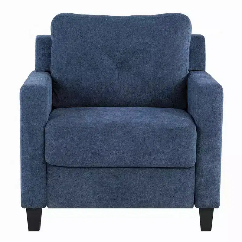 Fauteuil d'appoint Royal Hampton, accoudoir droit, assise en tissu bleu avec dossier capitonné