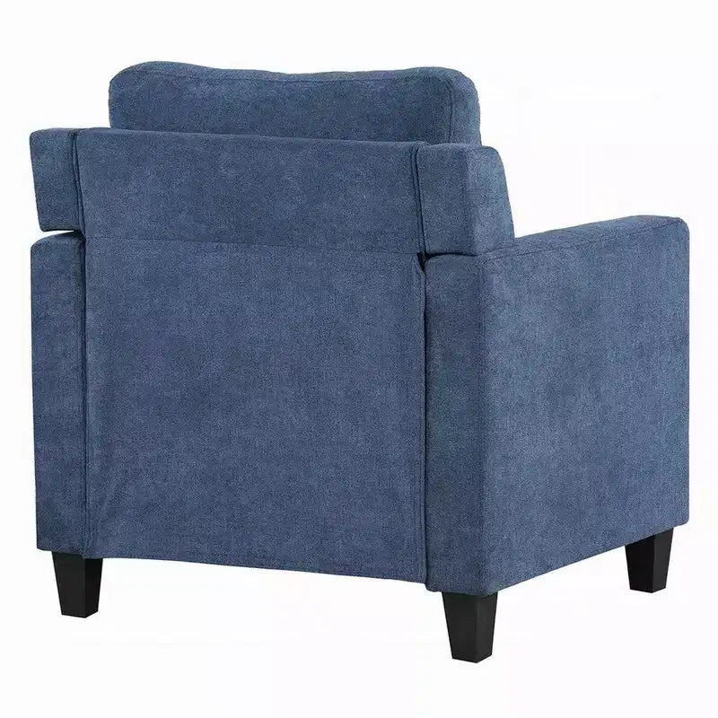 Fauteuil d'appoint Royal Hampton, accoudoir droit, assise en tissu bleu avec dossier capitonné