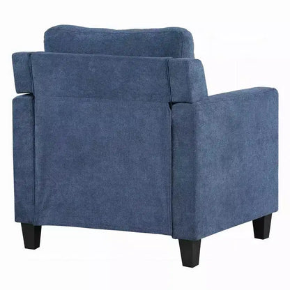 Fauteuil d'appoint Royal Hampton, accoudoir droit, assise en tissu bleu avec dossier capitonné