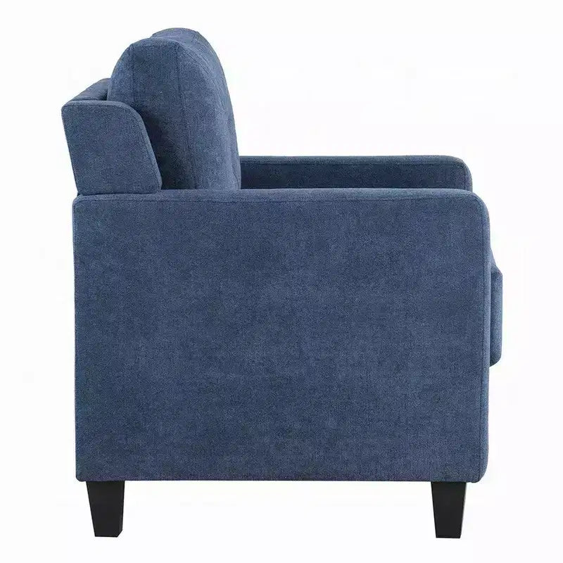 Fauteuil d'appoint Royal Hampton, accoudoir droit, assise en tissu bleu avec dossier capitonné