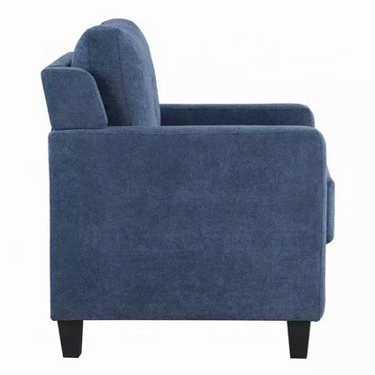 Fauteuil d'appoint Royal Hampton, accoudoir droit, assise en tissu bleu avec dossier capitonné