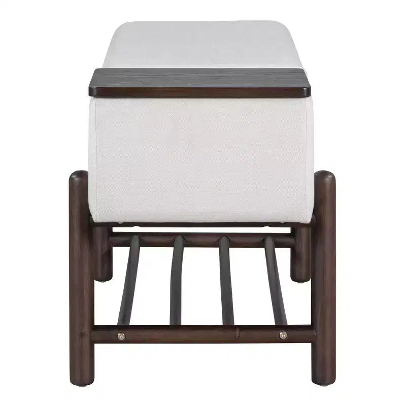 Banc de rangement capitonné GDFStudio Judd Farmhouse avec compartiment caché et pieds en bois d'hévéa
