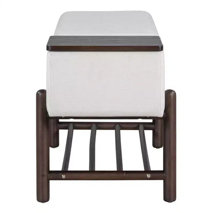 Banc de rangement capitonné GDFStudio Judd Farmhouse avec compartiment caché et pieds en bois d'hévéa