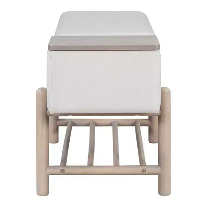 Banc de rangement capitonné GDFStudio Judd Farmhouse avec compartiment caché et pieds en bois d'hévéa