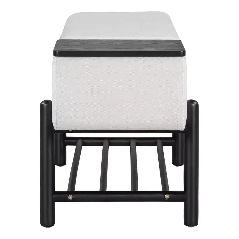 Banc de rangement capitonné GDFStudio Judd Farmhouse avec compartiment caché et pieds en bois d'hévéa