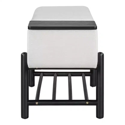 Banc de rangement capitonné GDFStudio Judd Farmhouse avec compartiment caché et pieds en bois d'hévéa