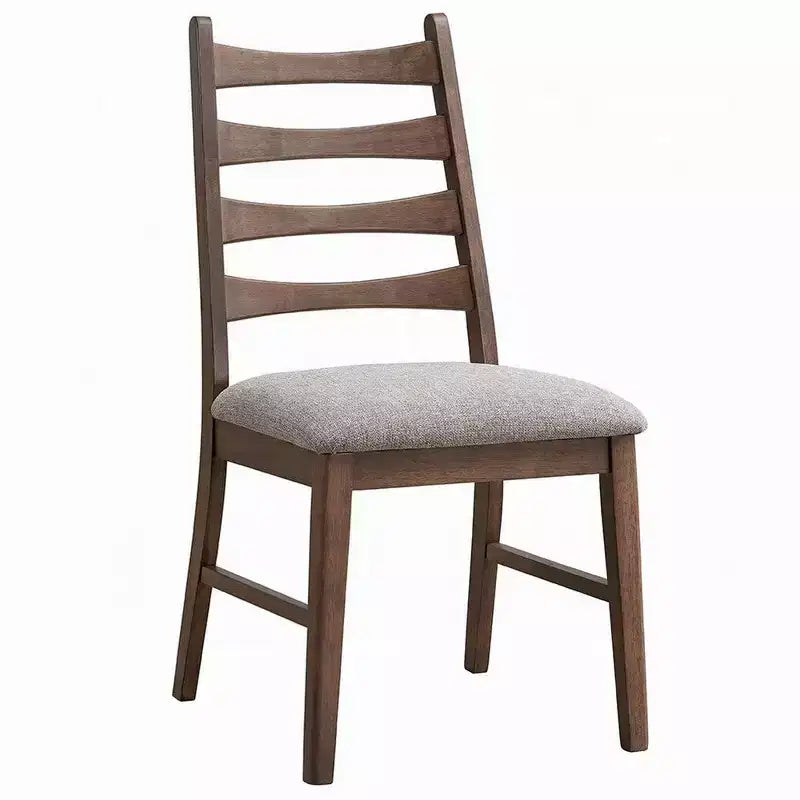 Chaise de salle à manger Royal Hampton, lot de 2, dossier à lattes, assise en lin gris, marron