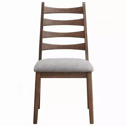 Chaise de salle à manger Royal Hampton, lot de 2, dossier à lattes, assise en lin gris, marron