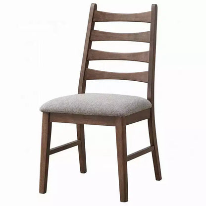 Chaise de salle à manger Royal Hampton, lot de 2, dossier à lattes, assise en lin gris, marron