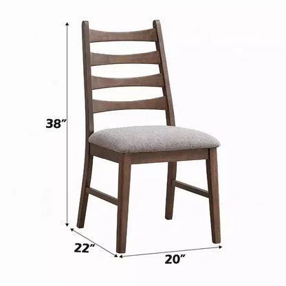 Chaise de salle à manger Royal Hampton, lot de 2, dossier à lattes, assise en lin gris, marron